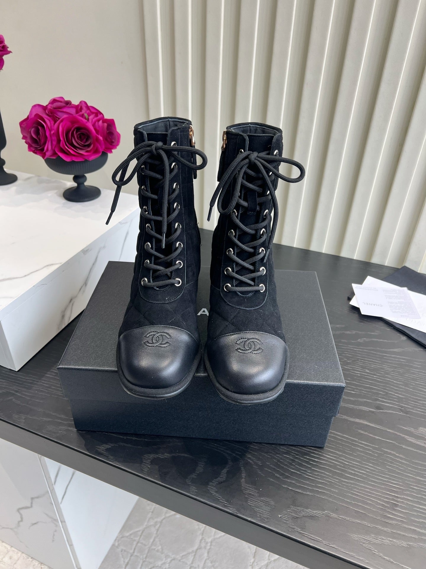 Chanel 2026 Lace-Up Ankle Boots Suede 977320