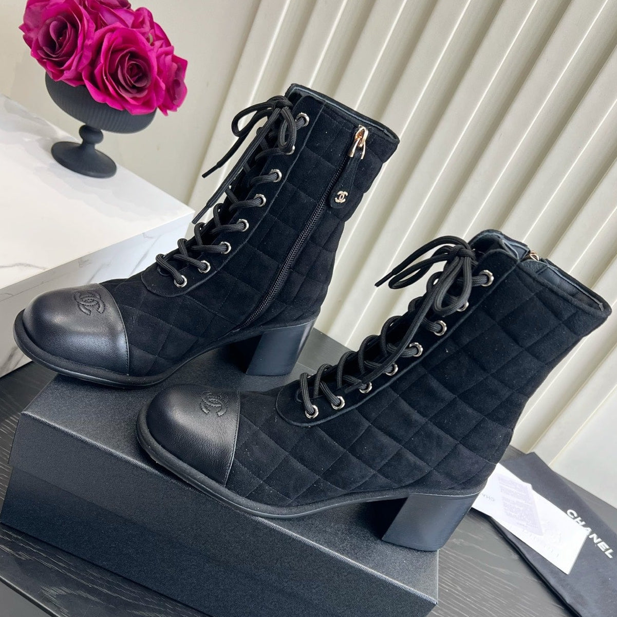 Chanel 2026 Lace-Up Ankle Boots Suede 977320