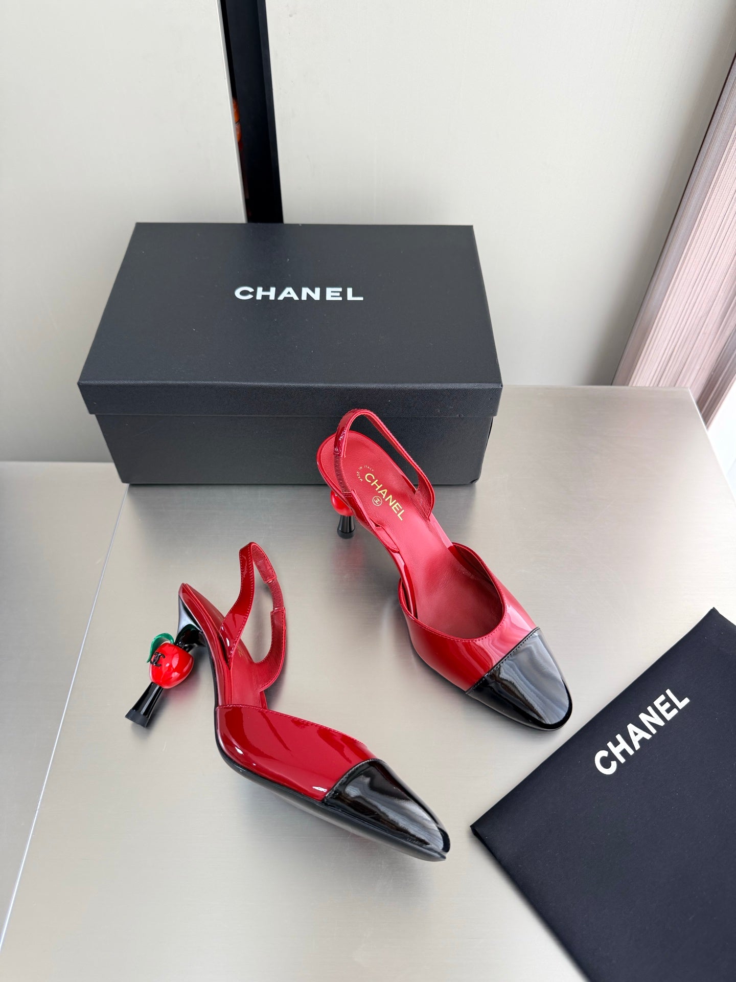 Chanel 2026 Little Red Apple Heel Slingback 85mm Lambskin 929465