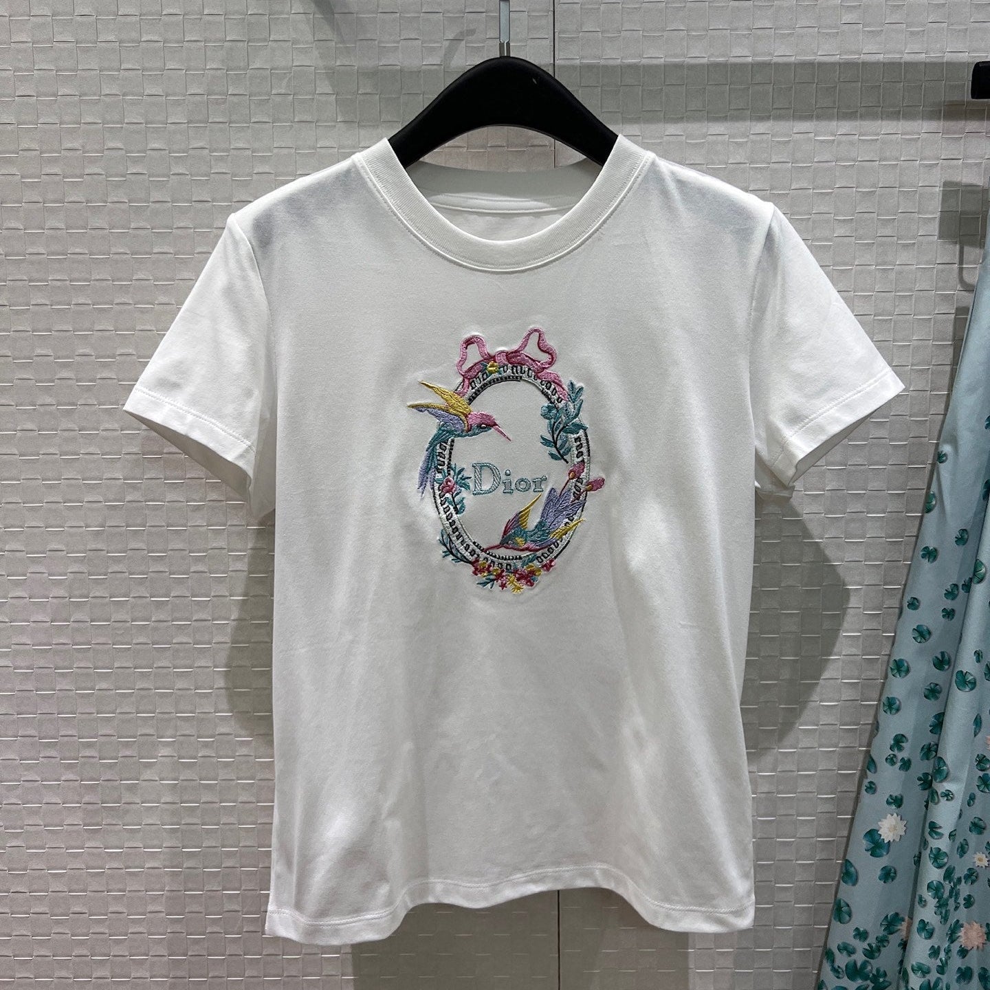 Dior 2026 Colorful Bird and Magic Mirror Logo Short-Sleeve T-Shirt White Cotton 758811