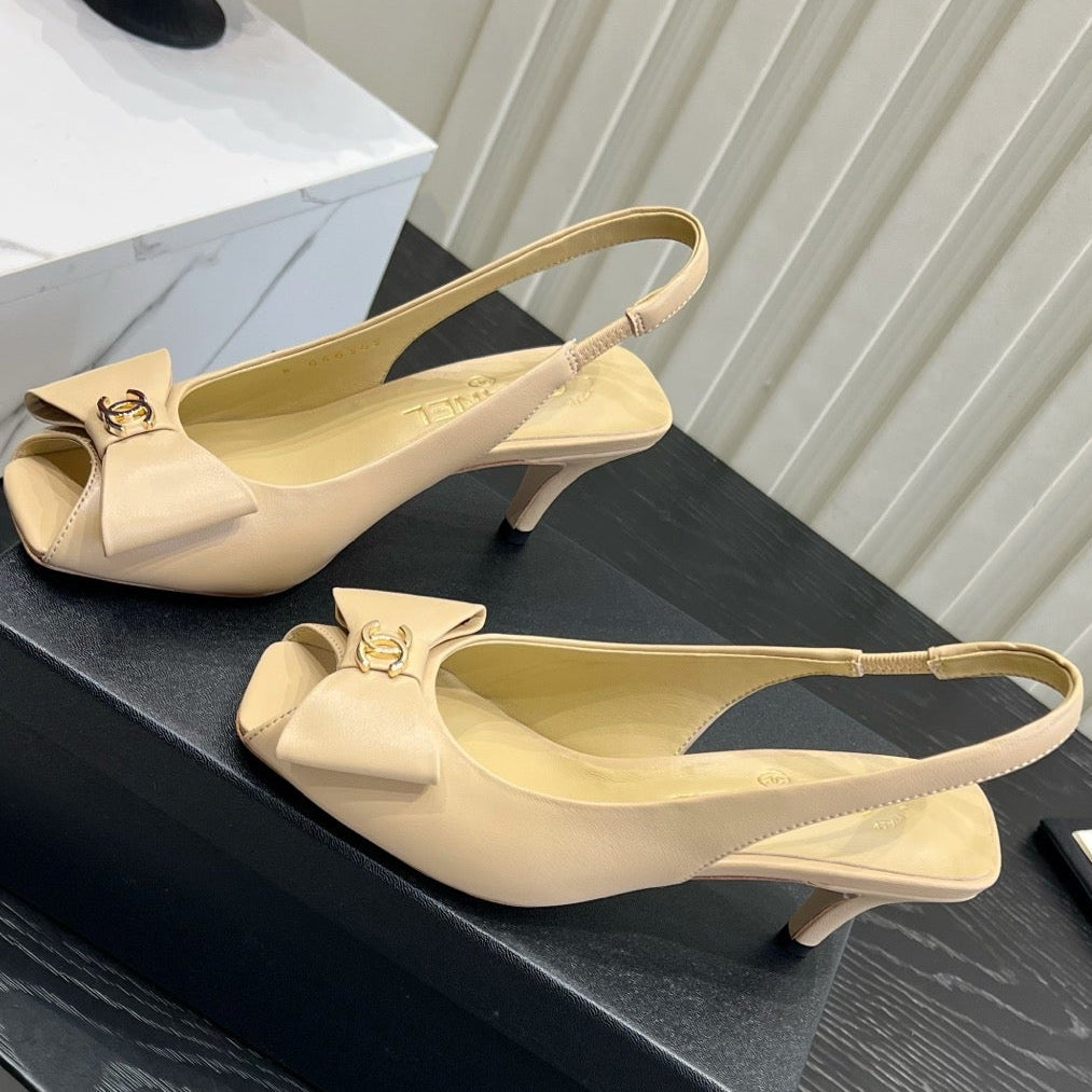 Chanel 2026 Bow-Tie Sandals 60mm Suede Sheepskin 977148