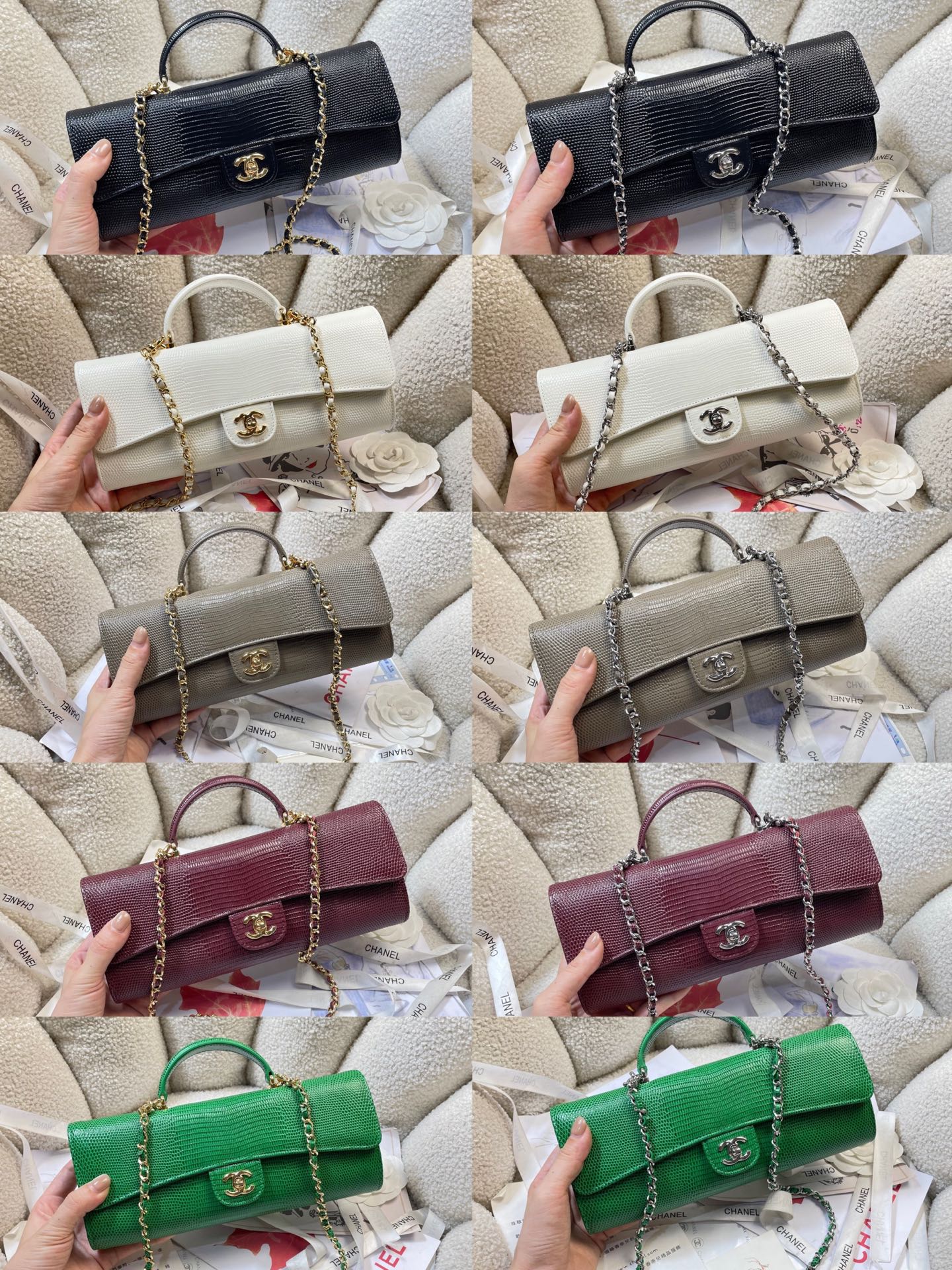 Chanel 2026 Lizard-Embossed Top Handle Bag 25cm Leather