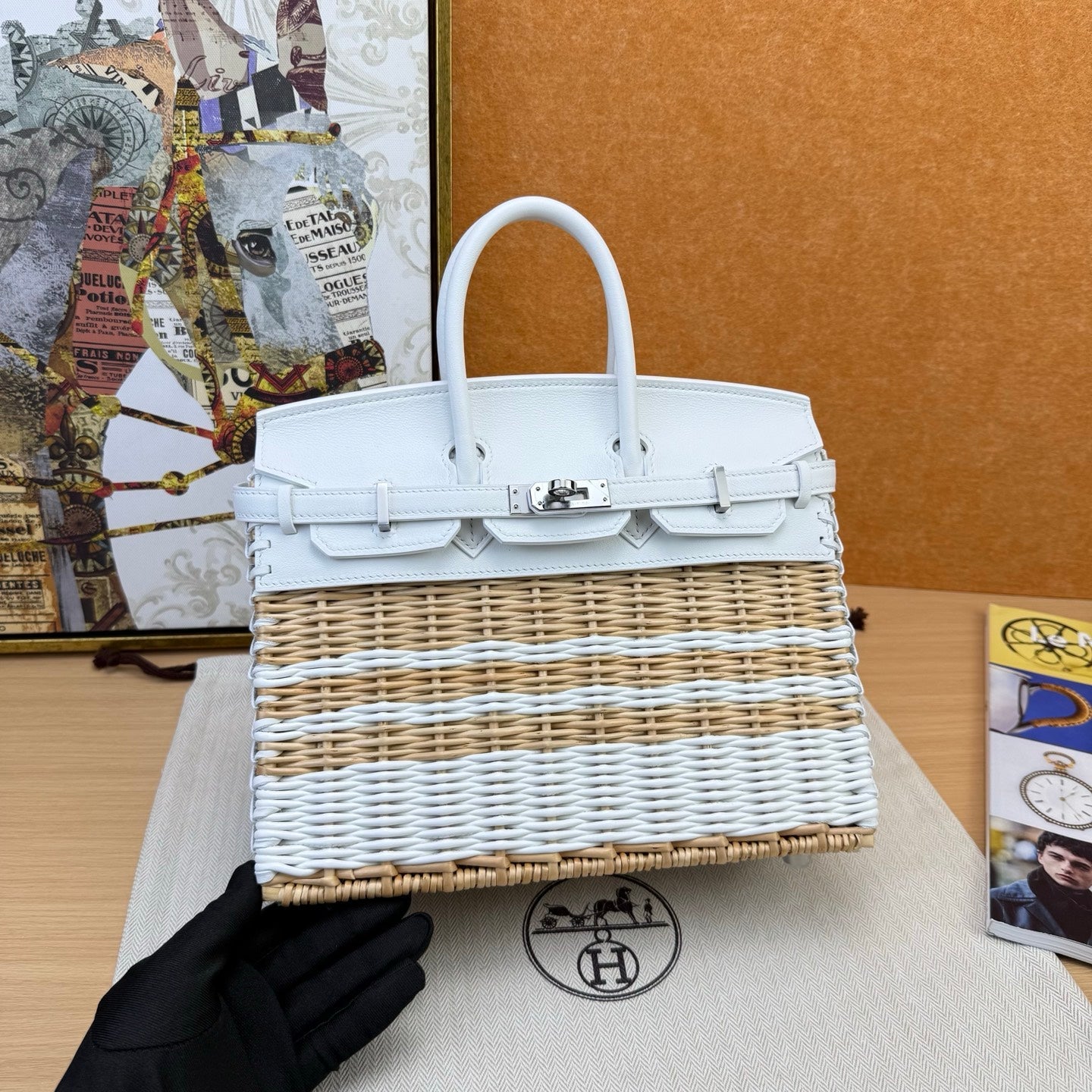 Hermes 2026 Birkin Picnic Bag 25cm Wicker And Swift Leather