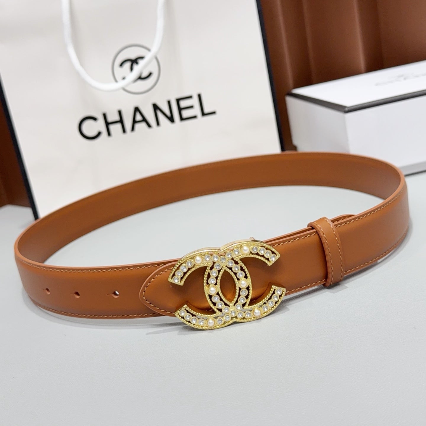 Chanel 2026 CC Buckle Belt 30mm Leather 215274