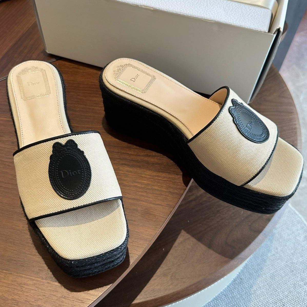 Dior 2026 Medaillon Wedge Slide 95mm Denim 976902