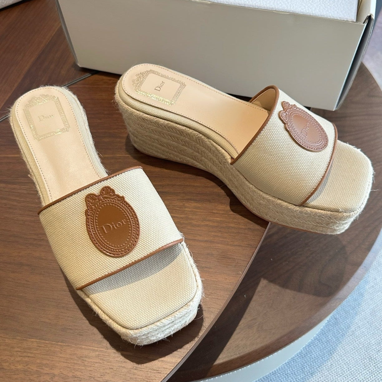 Dior 2026 Medaillon Wedge Slide 95mm Denim 976902