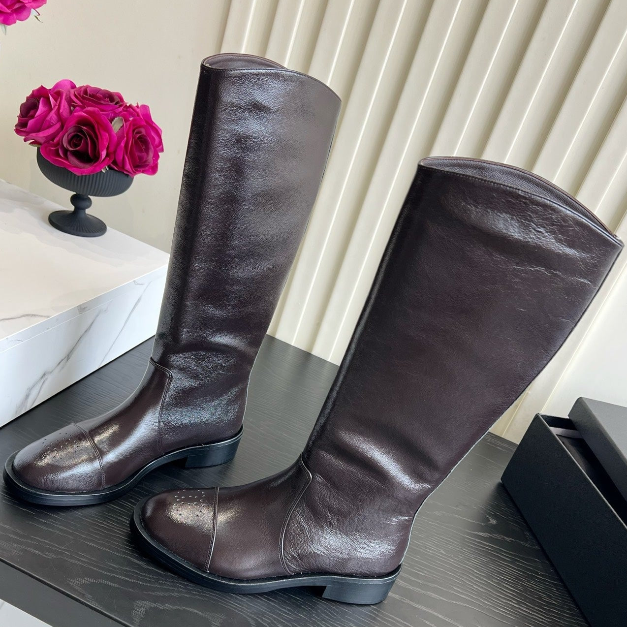 Chanel 2026 Perforated Toe Boots Patent Leather 977237