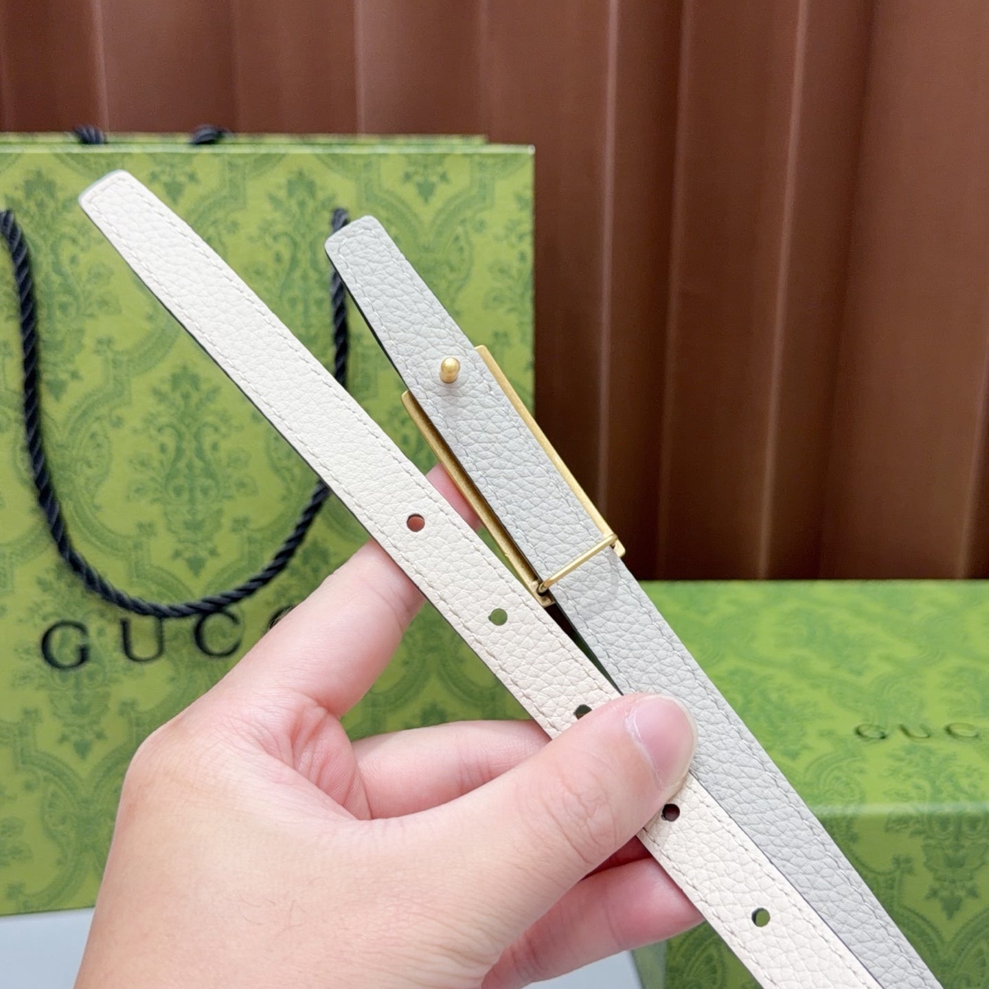 Gucci 2026 Squared Buckle Belt 15mm Leather 215284