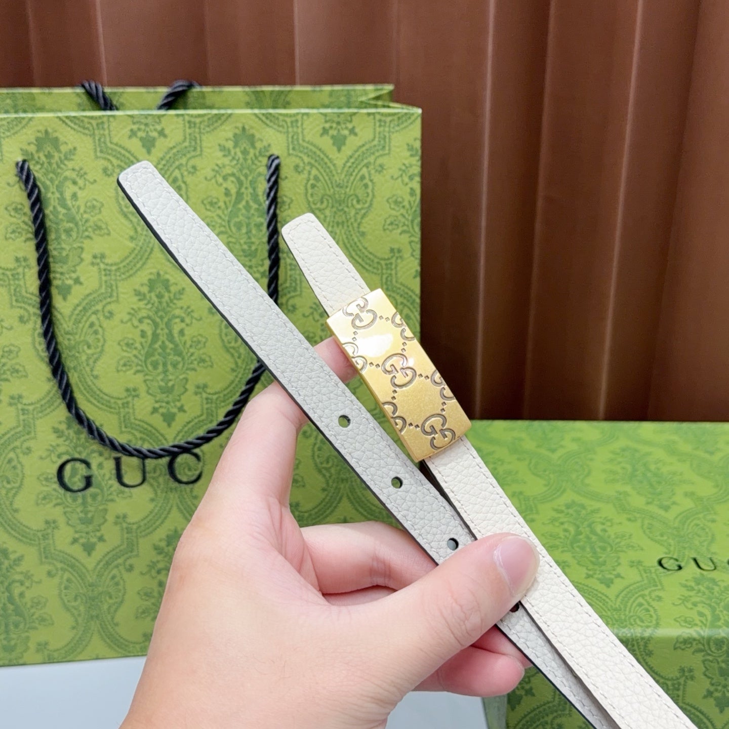 Gucci 2026 Squared Buckle Belt 15mm Leather 215284