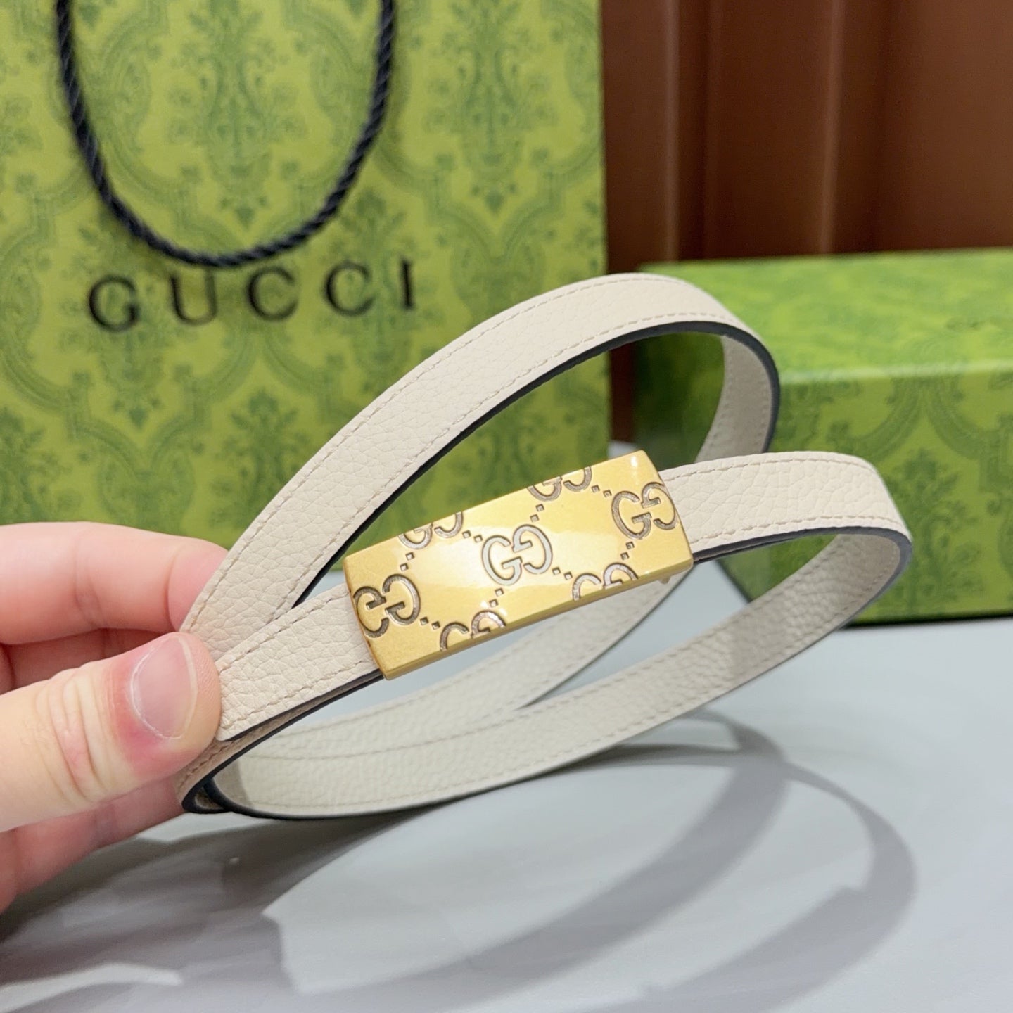 Gucci 2026 Squared Buckle Belt 15mm Leather 215284