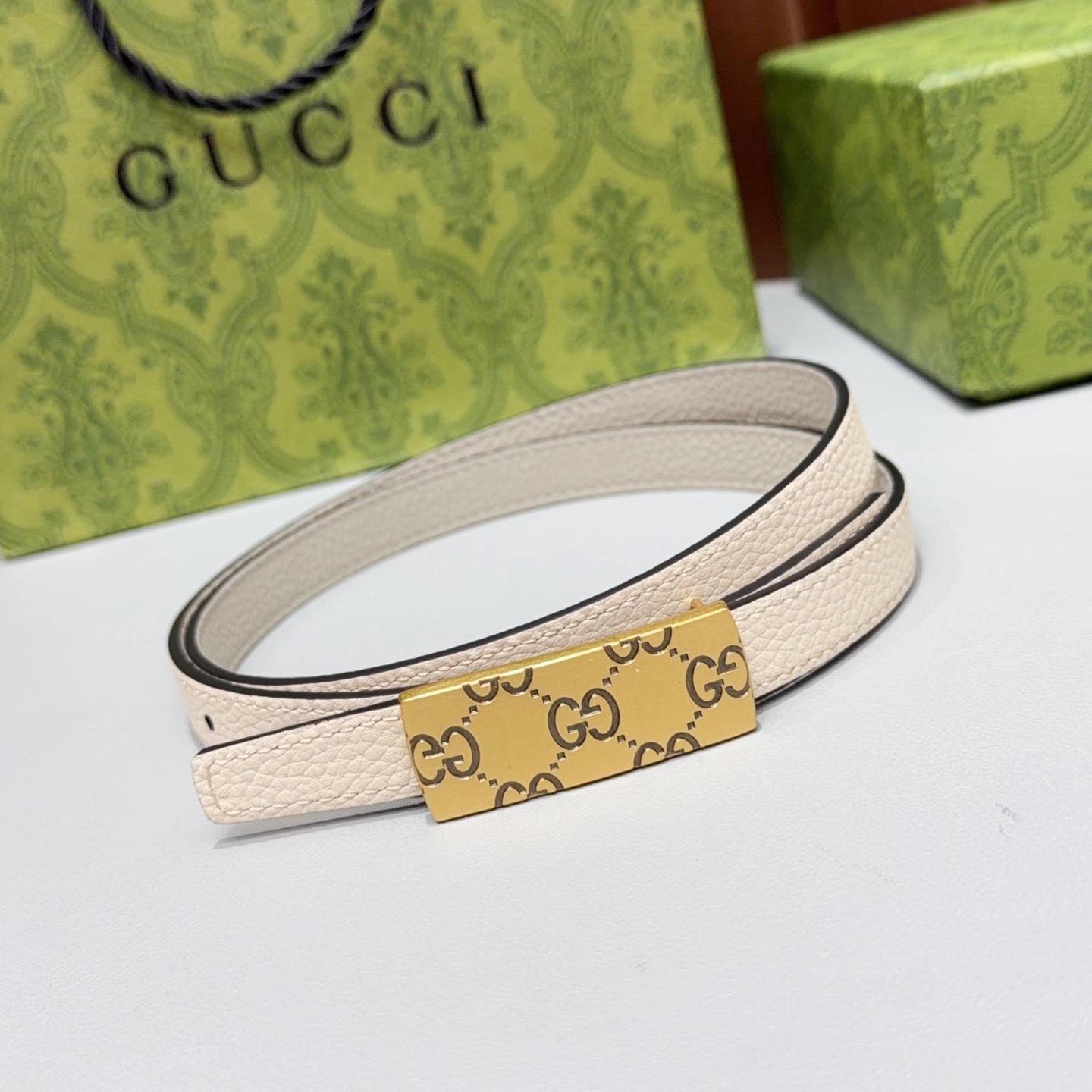Gucci 2026 Squared Buckle Belt 15mm Leather 215284