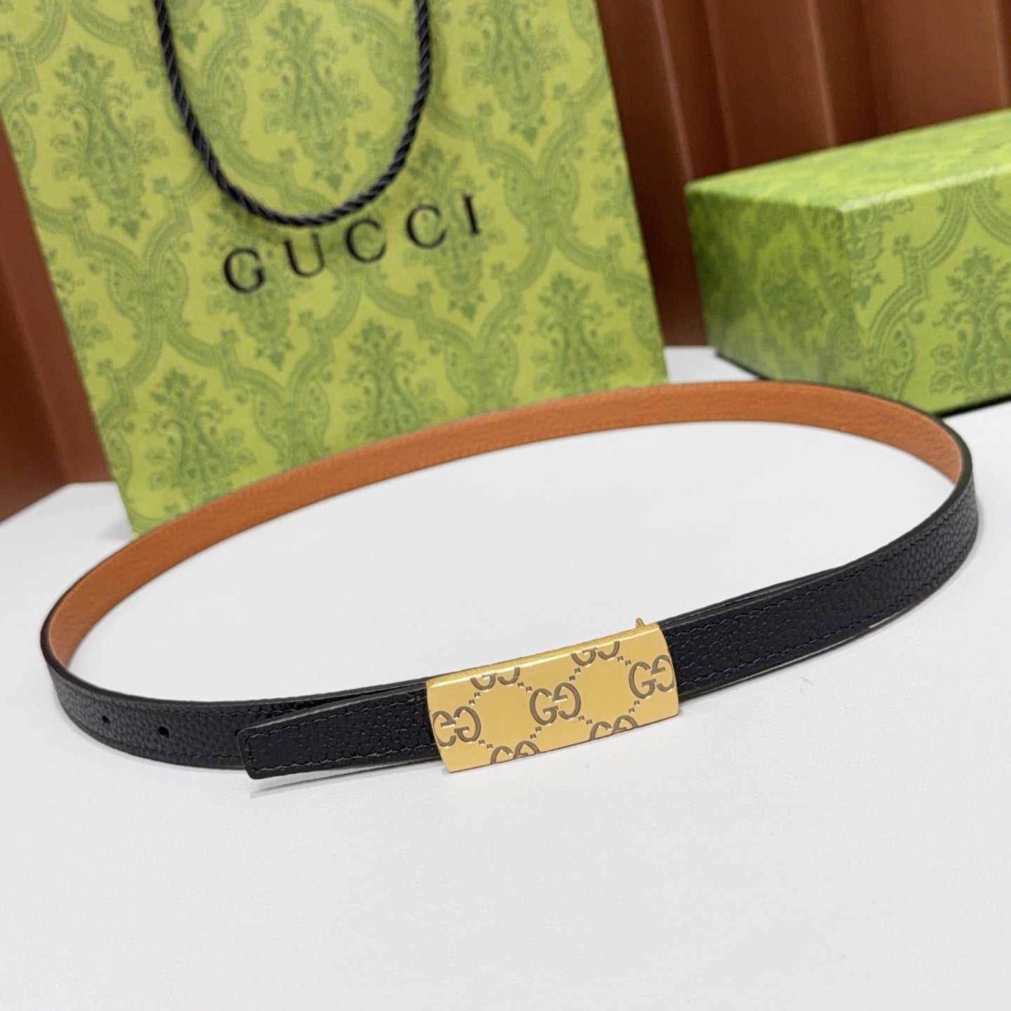 Gucci 2026 Squared Buckle Belt 15mm Leather 215284