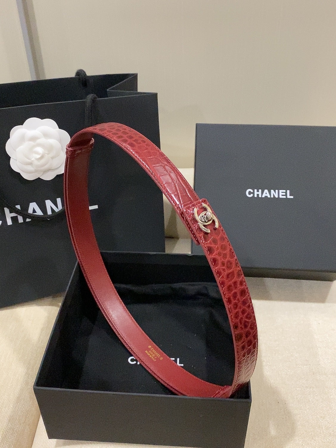 Chanel 2026 Double C Belt 25mm Suede Leather 215395