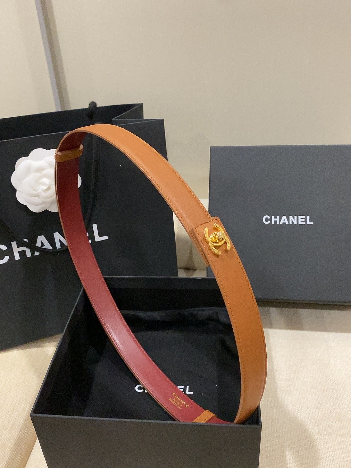Chanel 2026 Double C Belt 25mm Suede Leather 215395