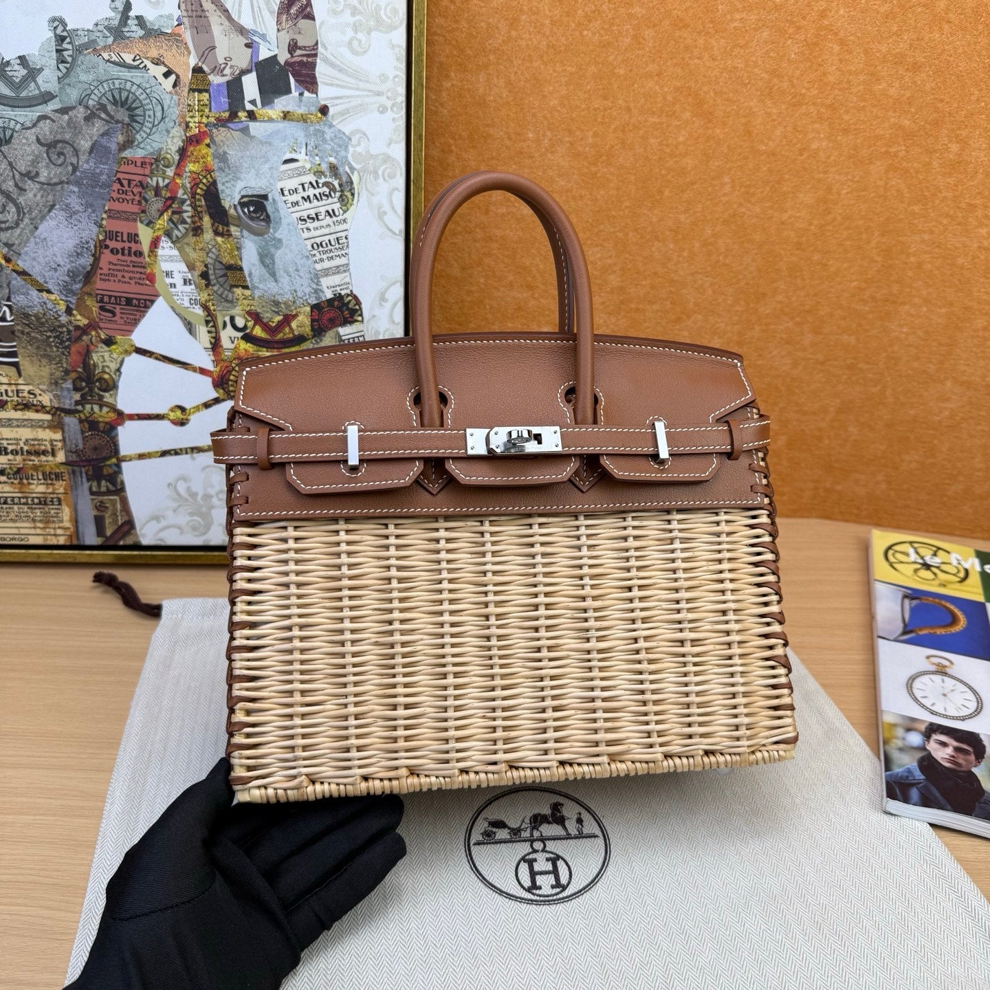 Hermes 2026 Birkin Picnic Bag 25cm Wicker And Swift Leather