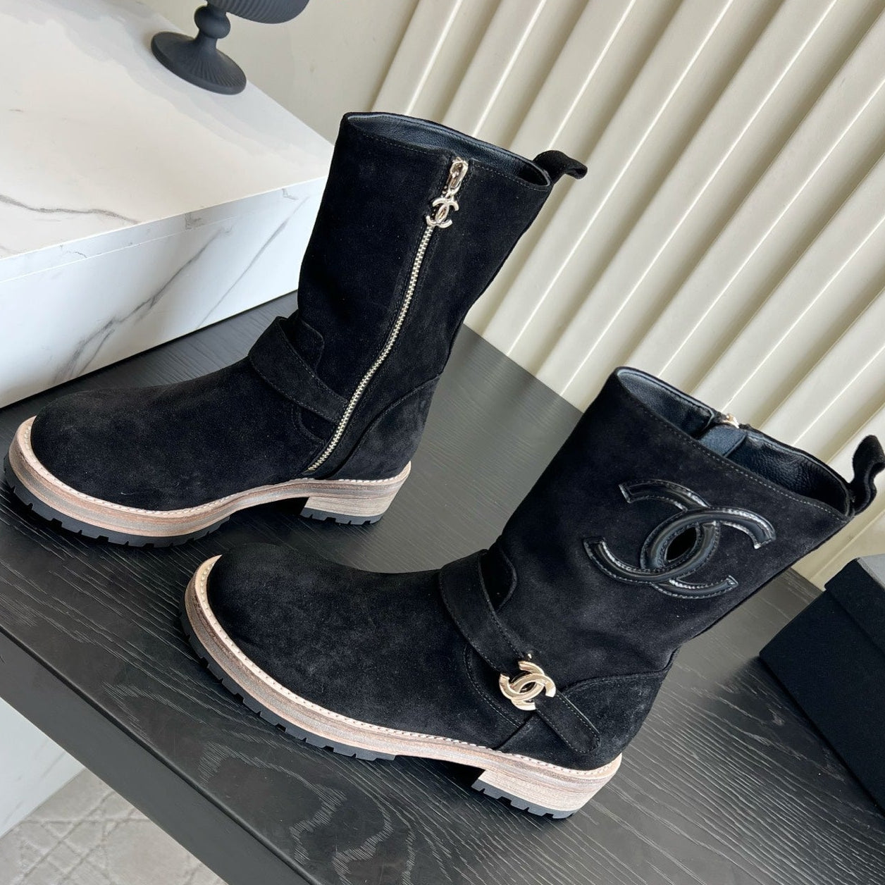 Chanel 2026 Mid-Calf Boots Suede Cowhide 977204
