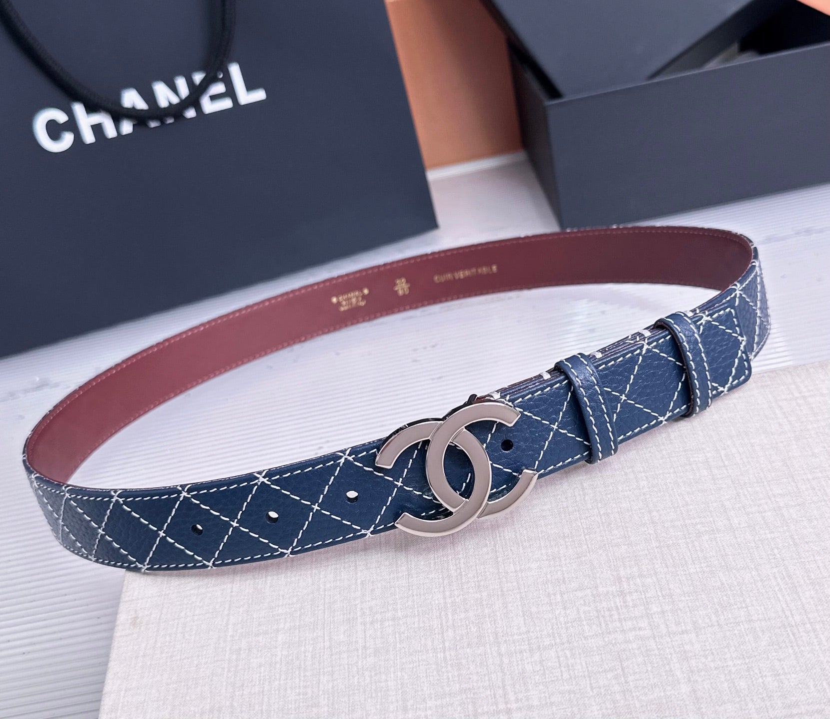 Chanel 2026 Matelassé Belt 30mm Cowhide 215561