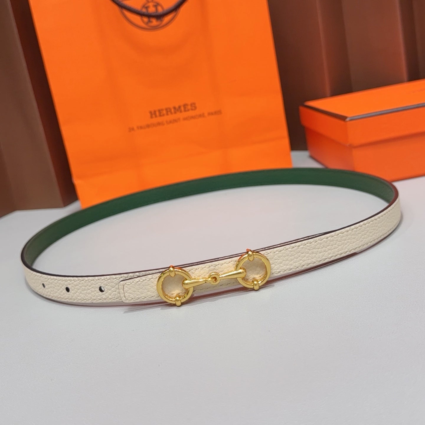 Hermes 2026 Gold Hardware Kelly Belt 15mm Cowhide 215728