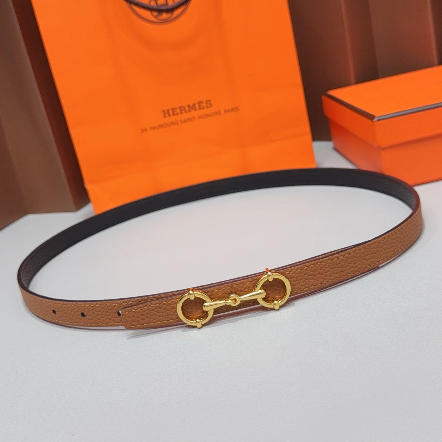 Hermes 2026 Gold Hardware Kelly Belt 15mm Cowhide 215728