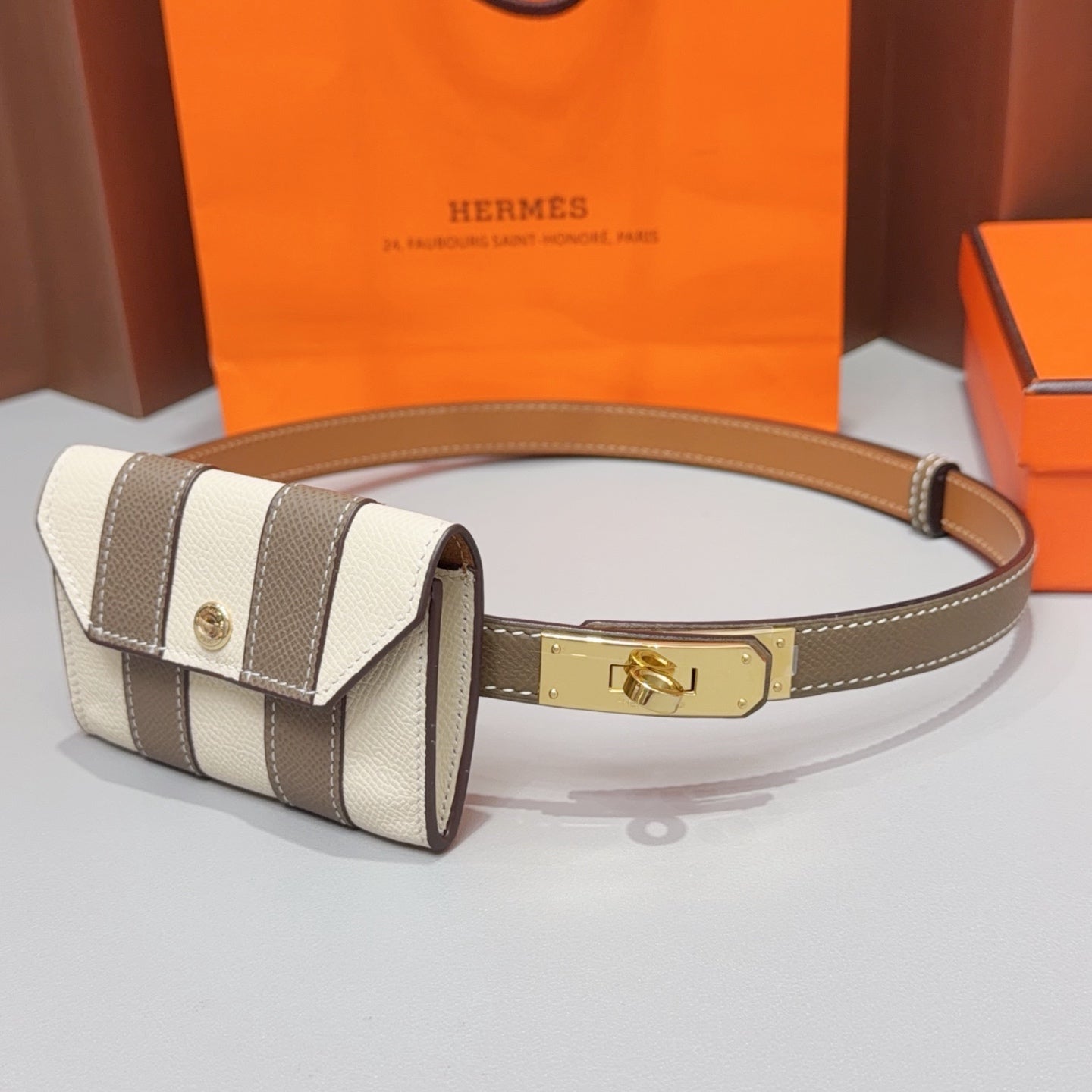 Hermes 2026 Kelly Pocket Bayadere Belt 18mm Leather 216166