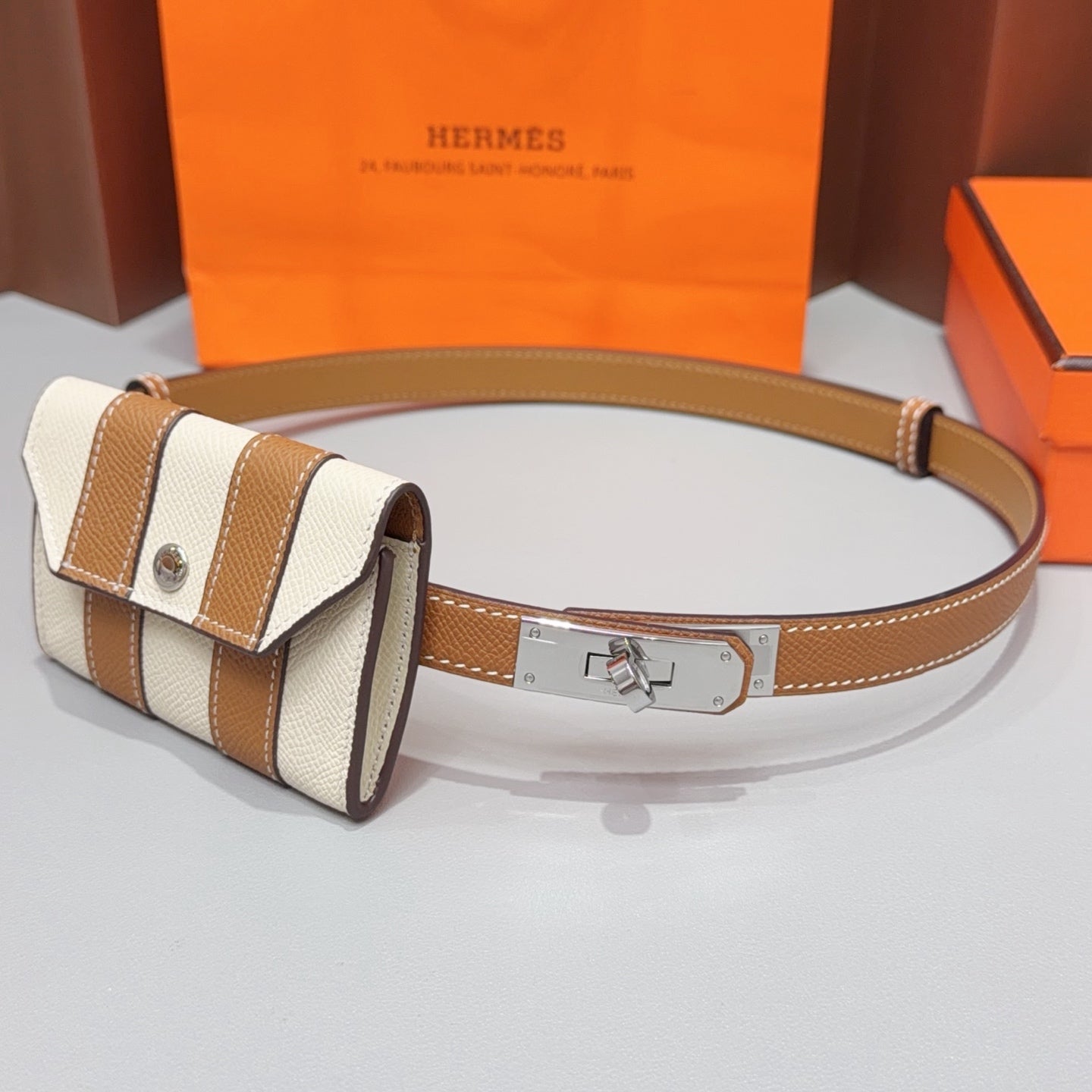 Hermes 2026 Kelly Pocket Bayadere Belt 18mm Leather 216166