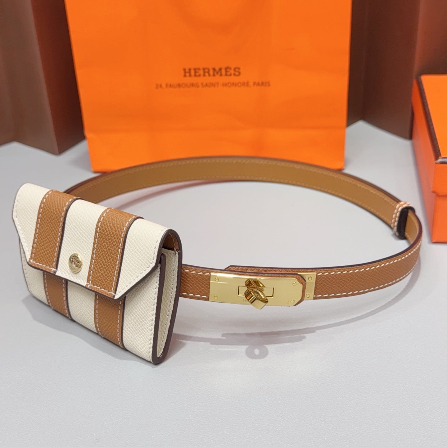 Hermes 2026 Kelly Pocket Bayadere Belt 18mm Leather 216166