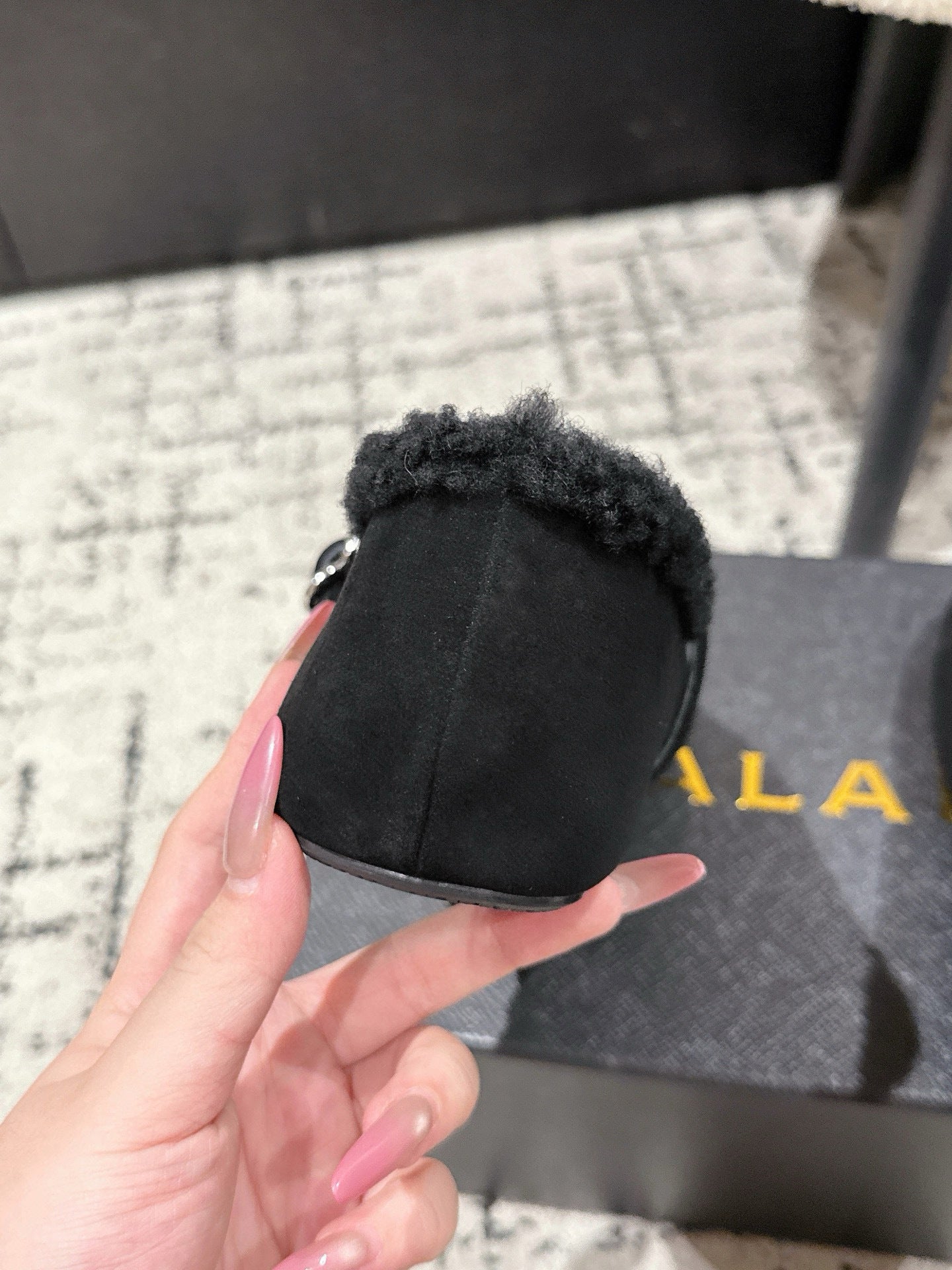 Alaia 2025 Ballet Flat Black Suede Wool 558651