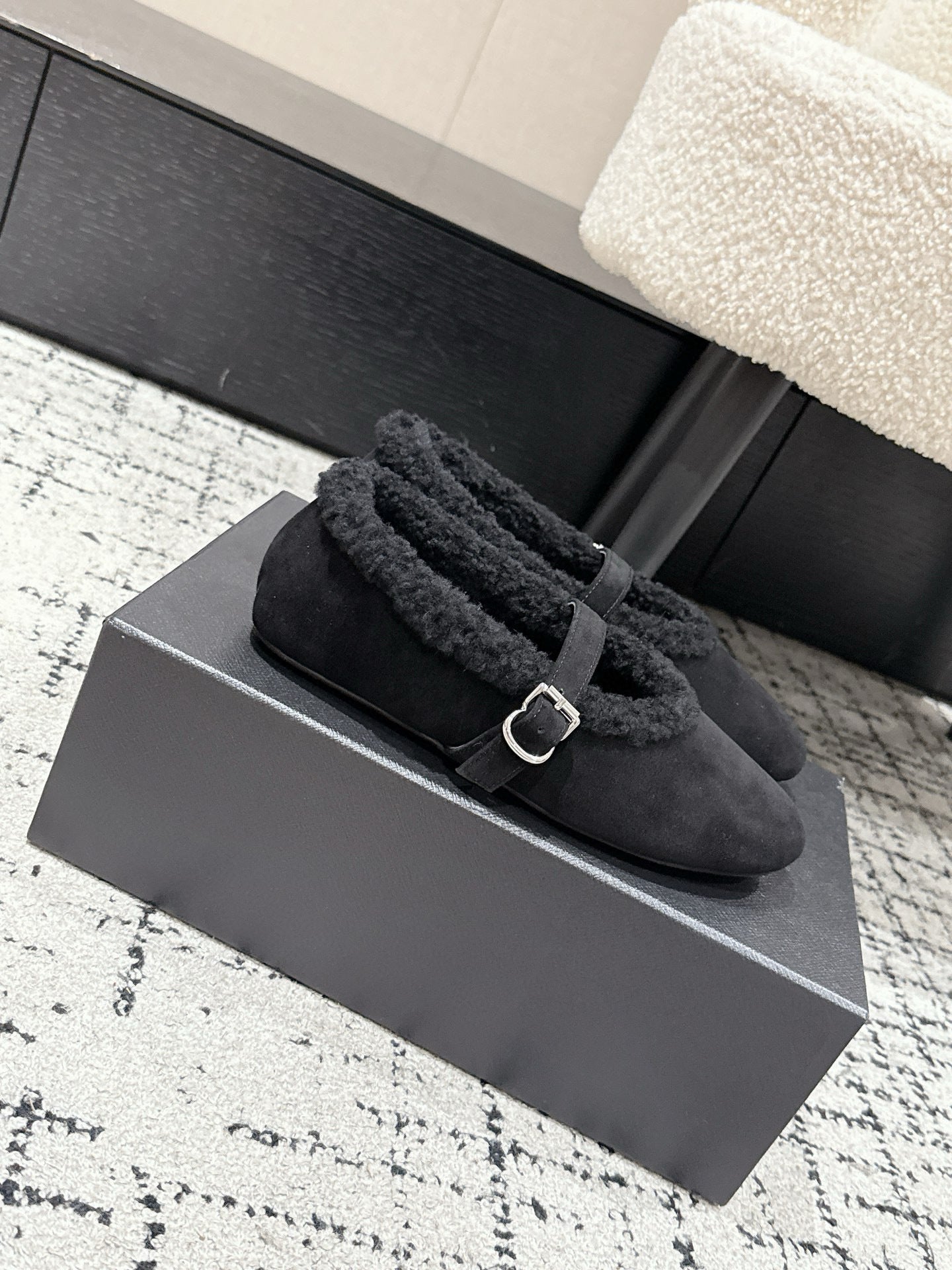 Alaia 2025 Ballet Flat Black Suede Wool 558651