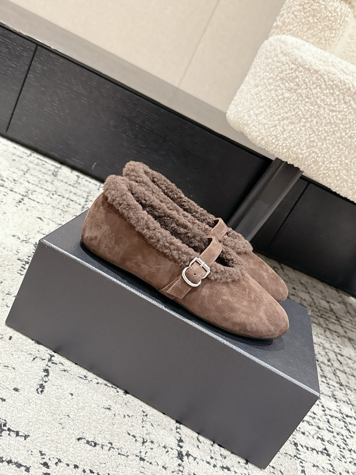 Alaia 2025 Ballet Flat Brown Suede Wool 558653