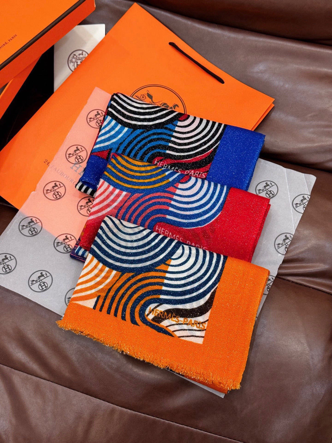 HM 25s Scarf 140cm Blue Black Cashmere 976204