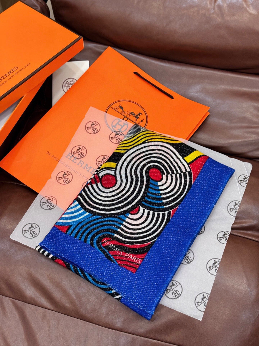 HM 25s Scarf 140cm Blue Black Cashmere 976204