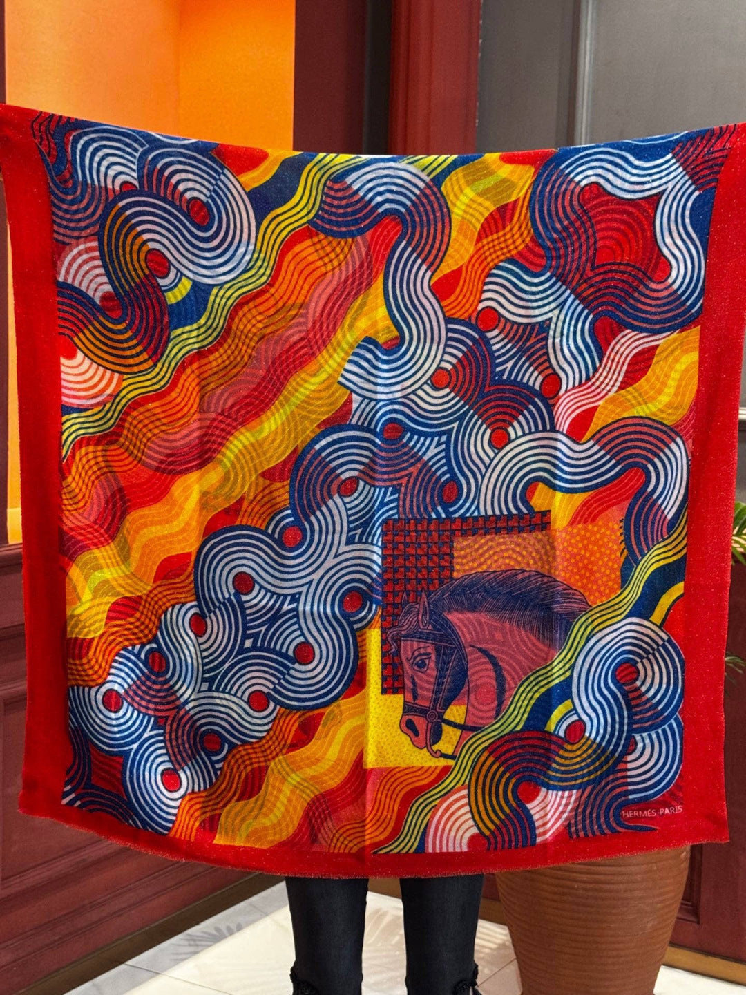 HM 25s Scarf 140cm Red Orange Cashmere 976205