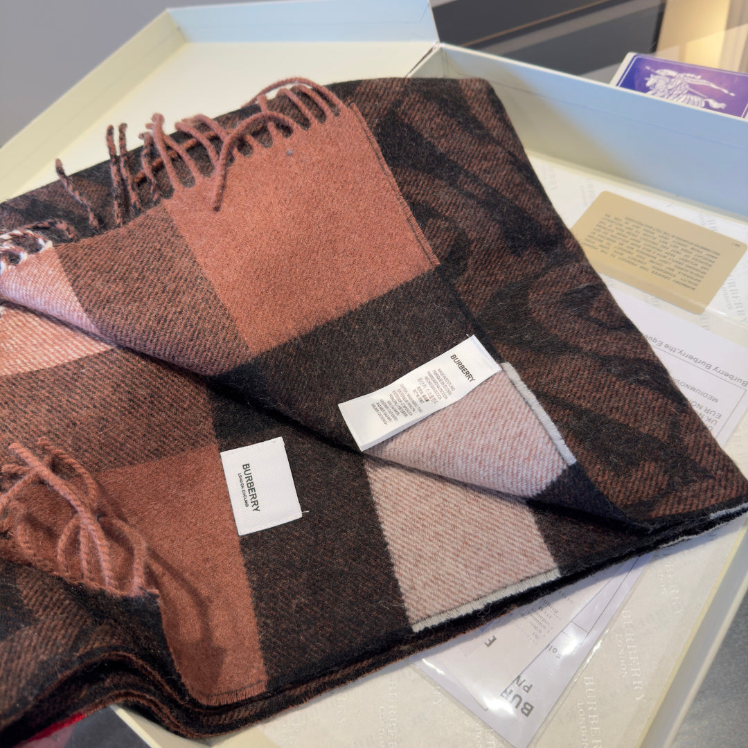 BBR Long Scarf 200CM Brown Black Cashmere 293420