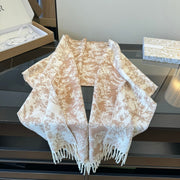 CD Embroidery Scarf 200CM Soft Beige Wool Cashmere 293451