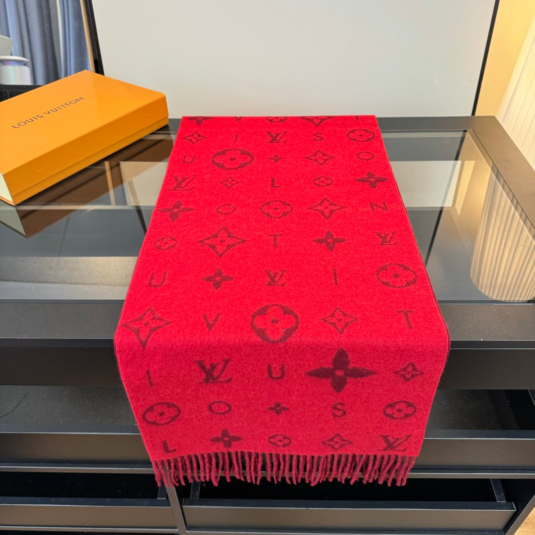 LV 25 Scarf 220CM Red Wool 293517