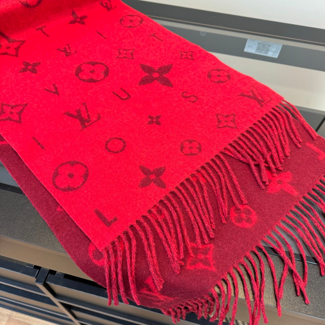 LV 25 Scarf 220CM Red Wool 293517