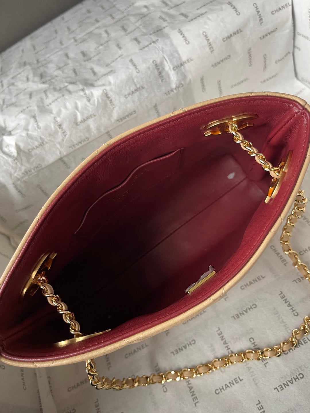 Chanel 2026 Shopping Bag 24.5cm Beige Lambskin