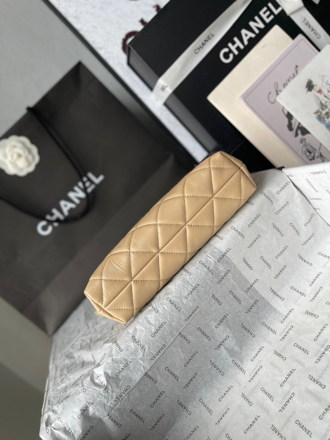 Chanel 2026 Shopping Bag 24.5cm Beige Lambskin