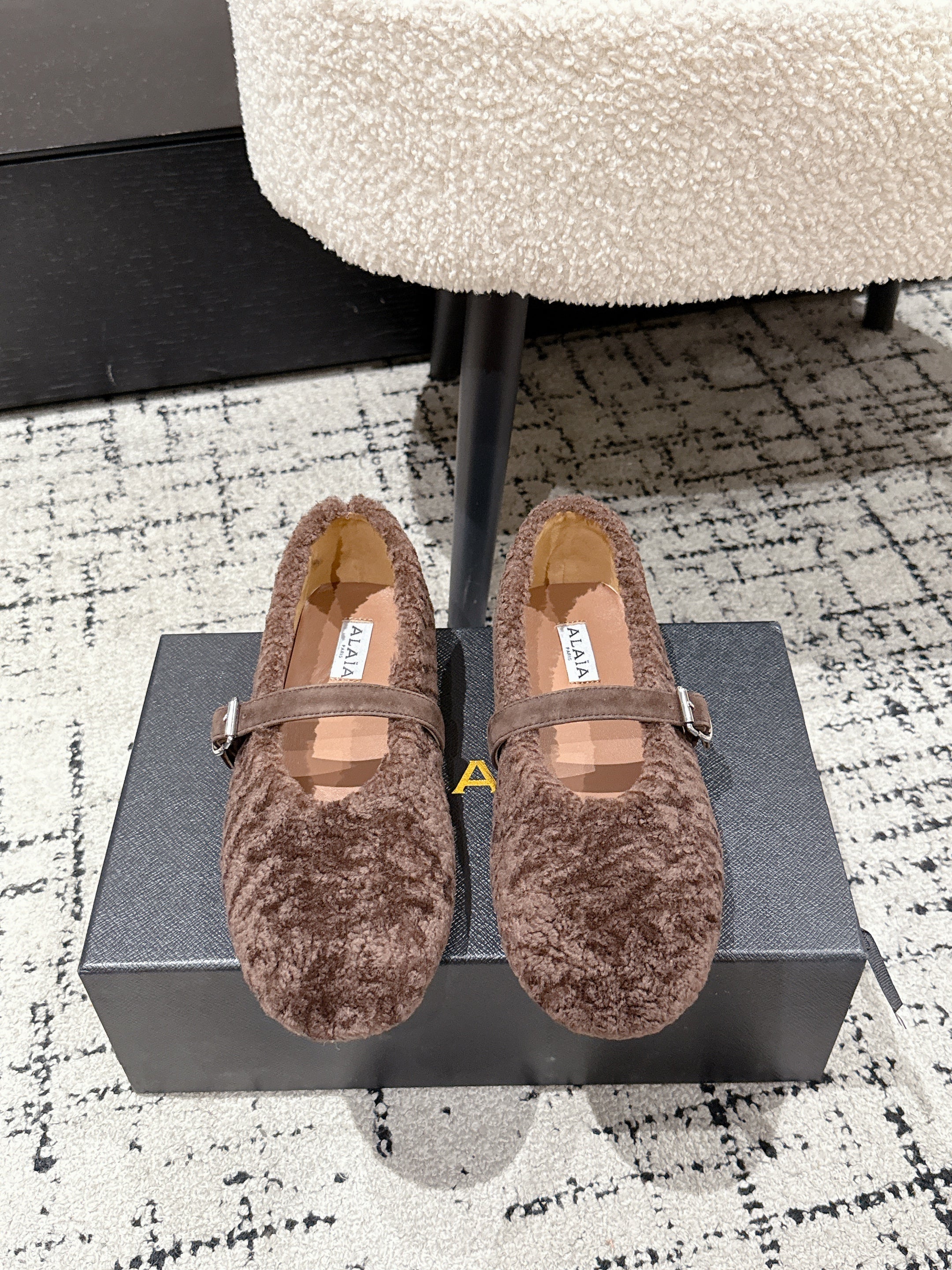 Alaia 2025 Ballet Flat Brown Wool 558650