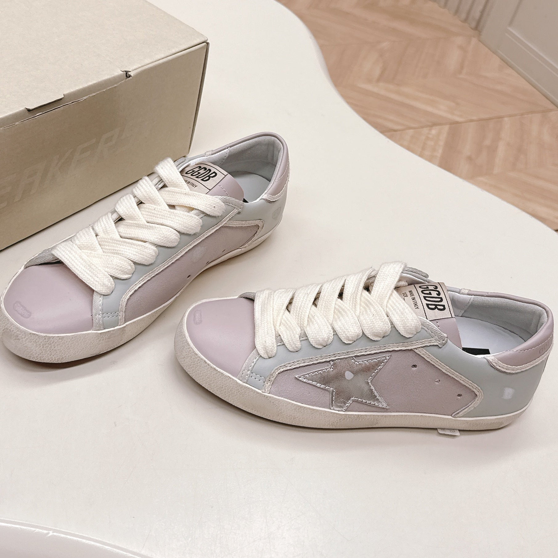 Golden Goose 2025 Sneaker Light Purple Gray mix Silver Cowhide 426916