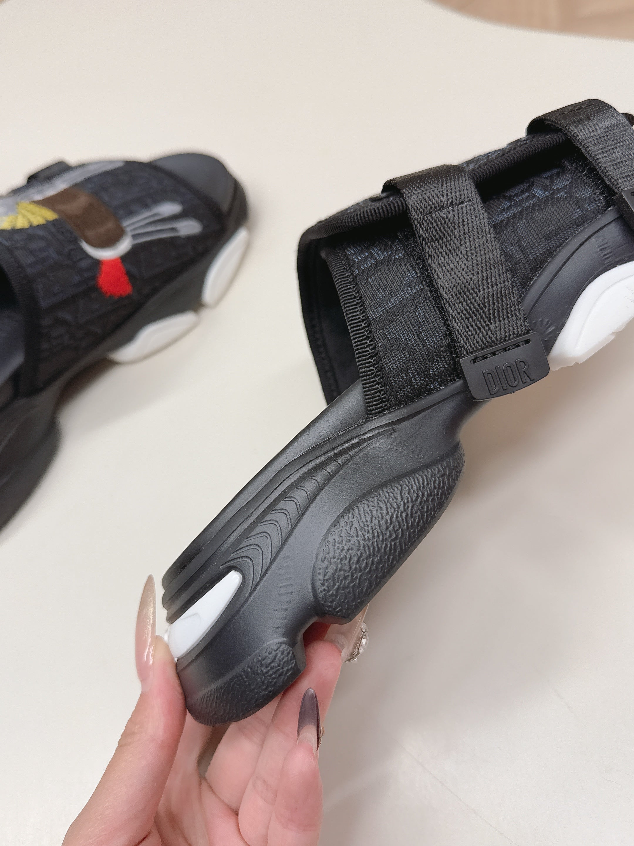 CD 26s  Platform Slippers 35 Black Canvas Lambskin 643808