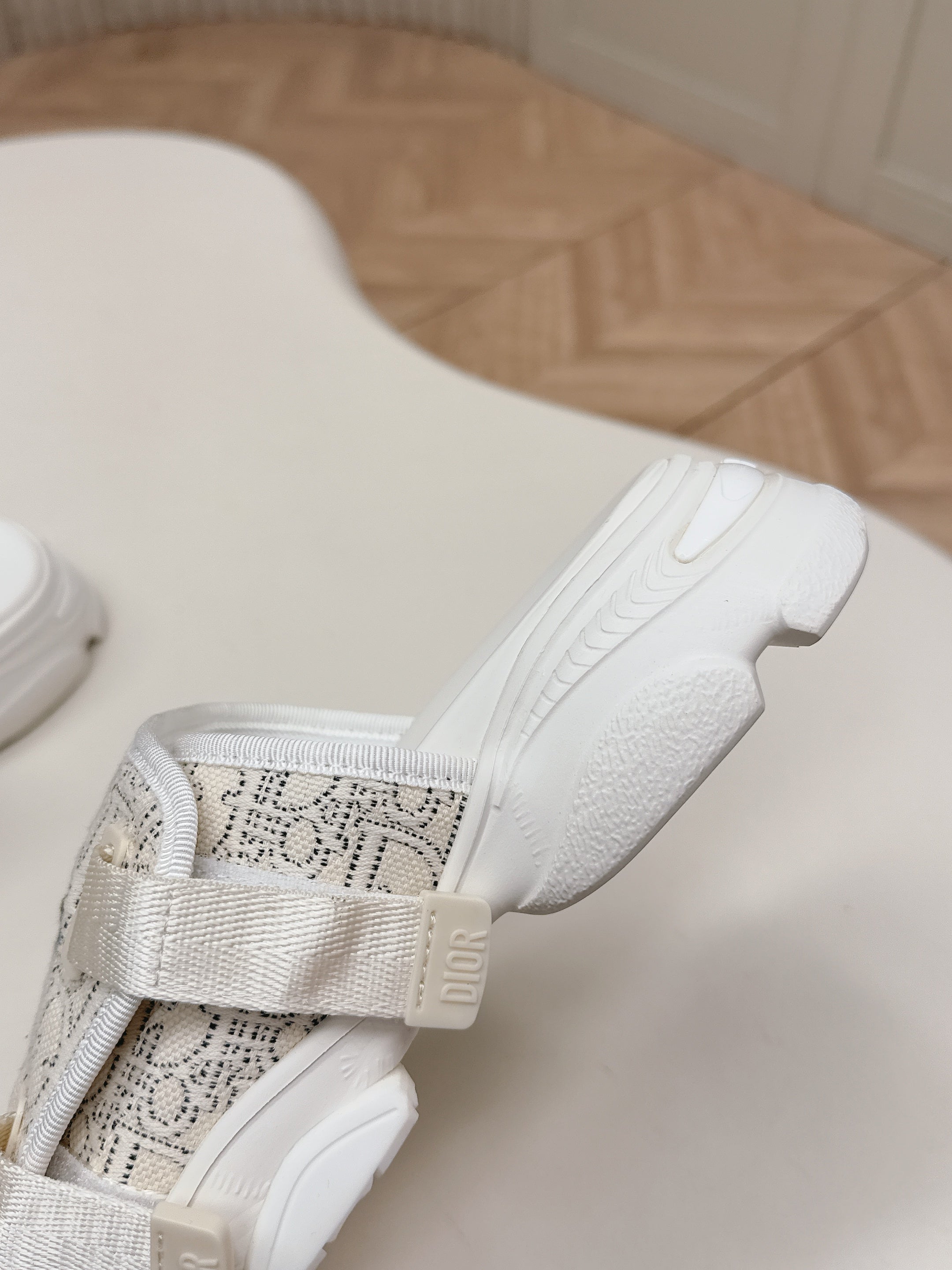 CD 26s  Platform Slippers 35 Cream White Canvas Lambskin 643810