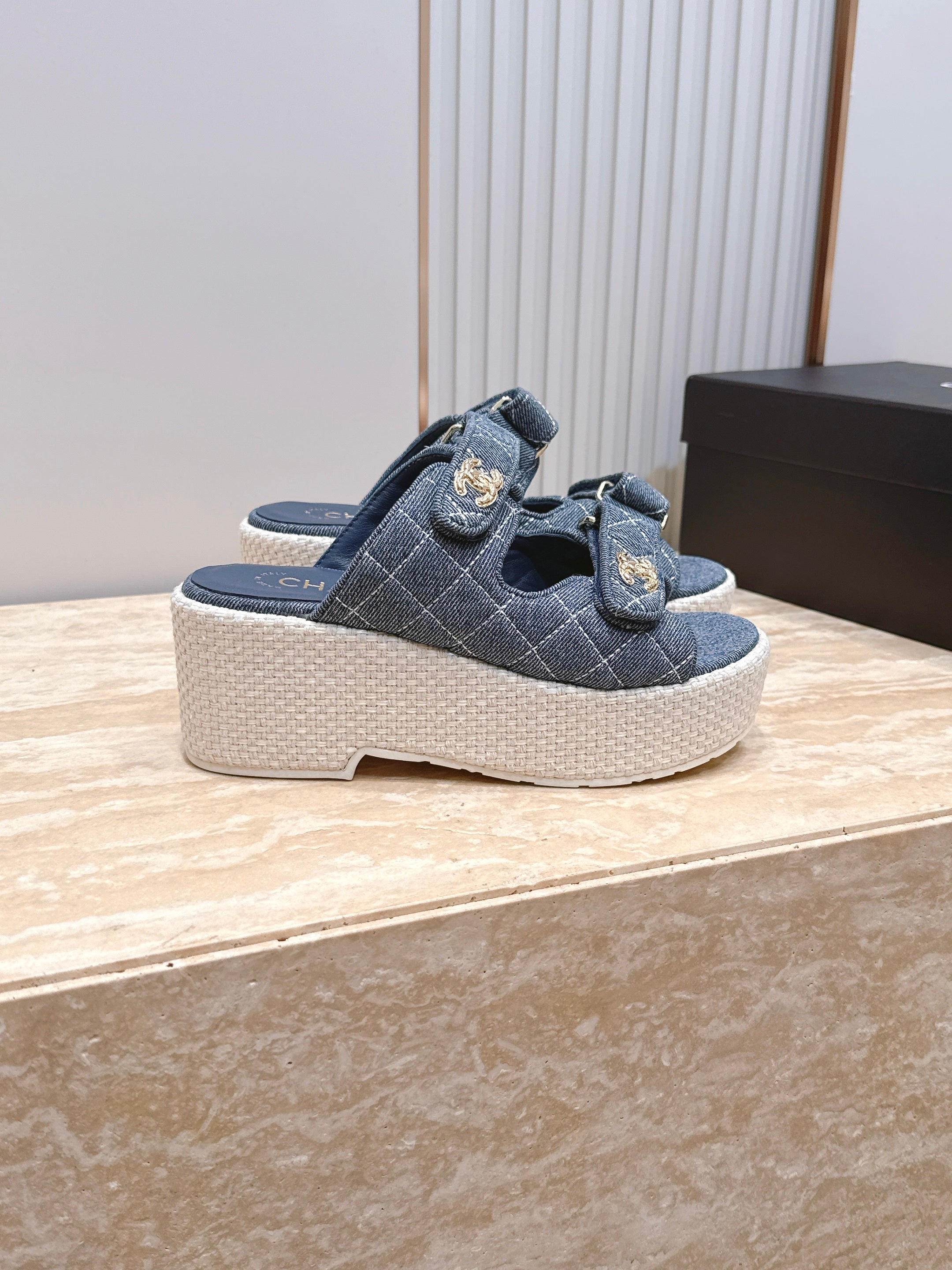 Channel 2026 Denim Platform Sandal 60mm Leather 899048