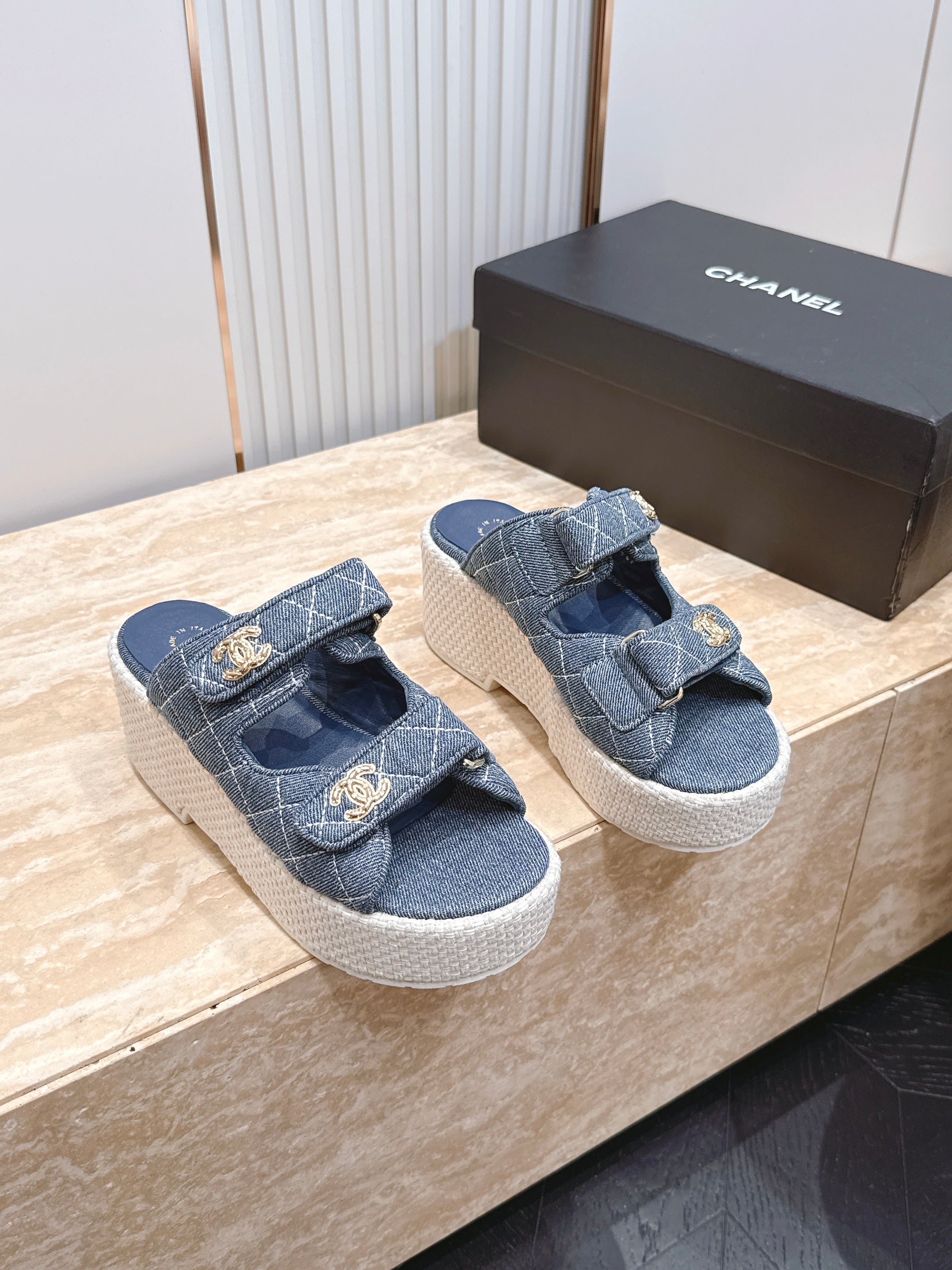 Channel 2026 Denim Platform Sandal 60mm Leather 899048