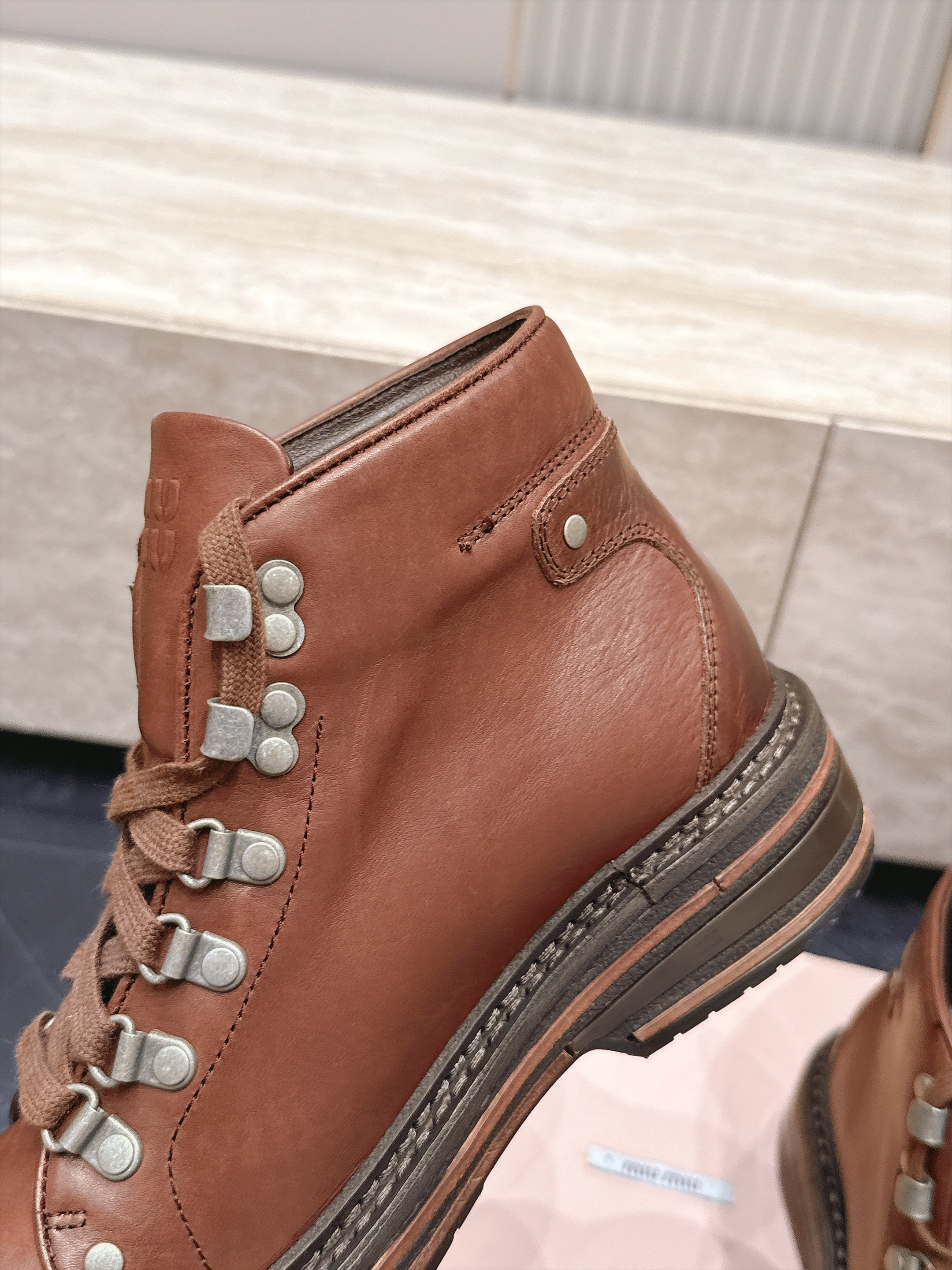 Miumiu 2026 Hiking Ankle Boots Cowhide 954315