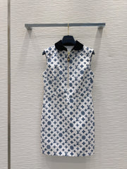 LV 25 Vest Dress Blue Polyester