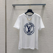 LV 25 News T-SHIRT White  Blue Cotton