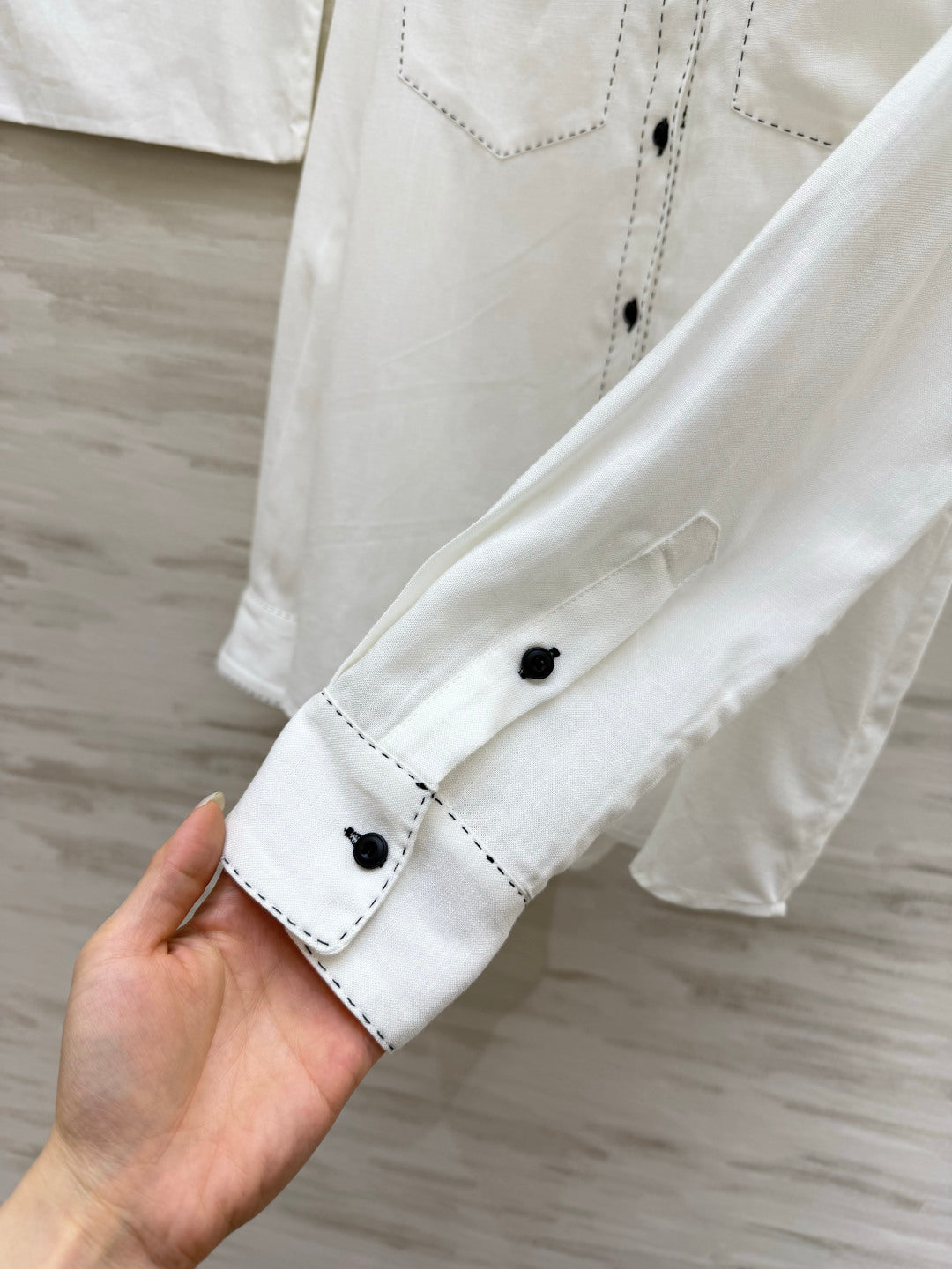 Chanel 2026 Black Logo And Button Shirt White Cotton 391171