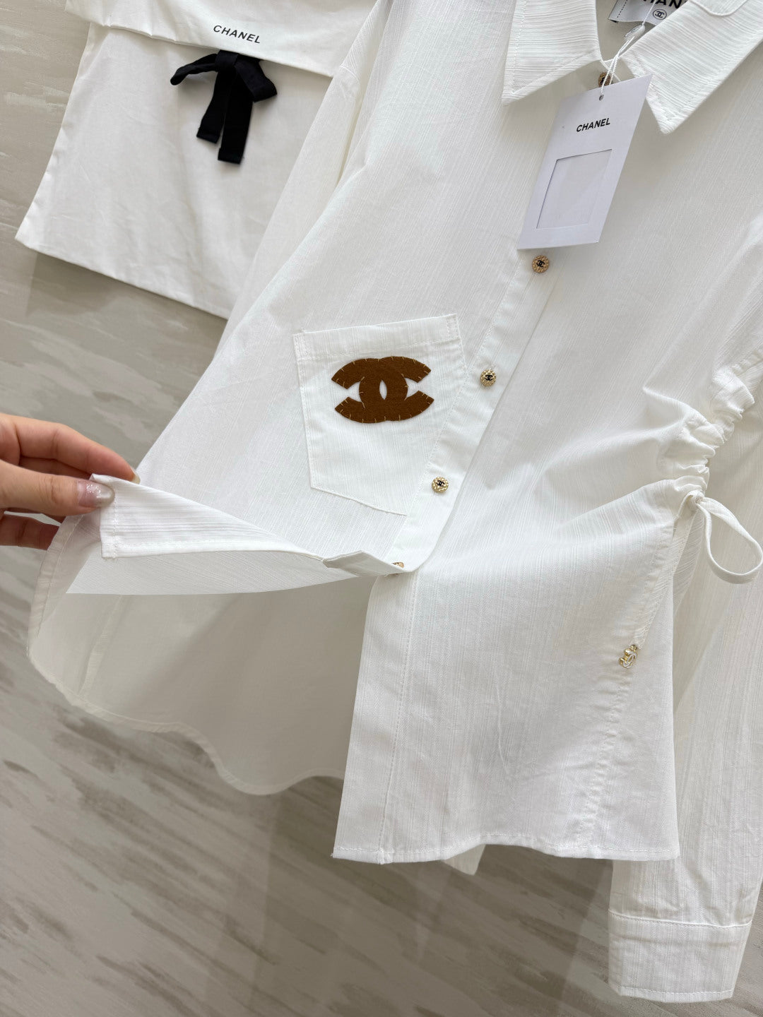 Chanel 2026 Brown Logo Shirt White Cotton 392417