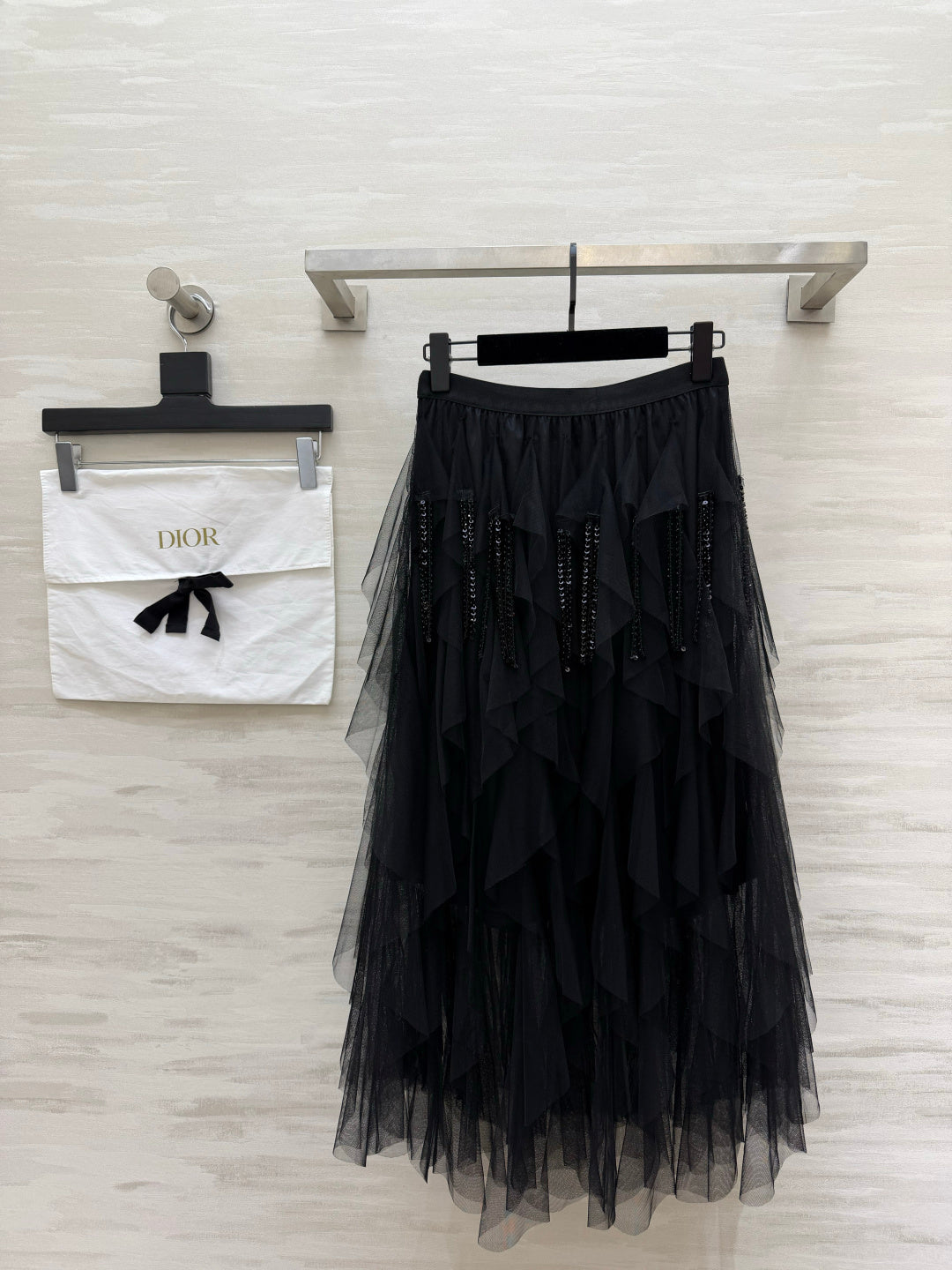 Dior 2026 Tulle Skirt Black And Beige Lace Cotton 412090